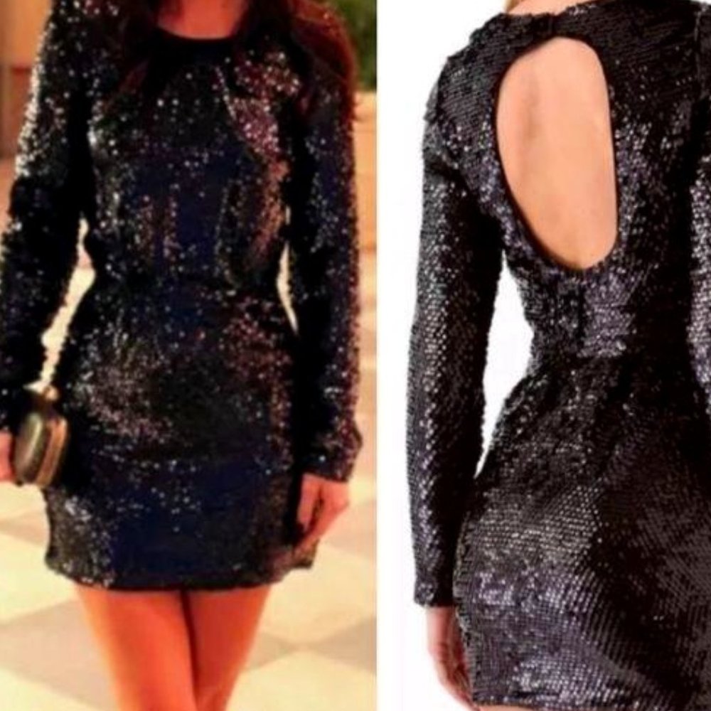 Rachel Zoe Ladies Black Sequin Dress